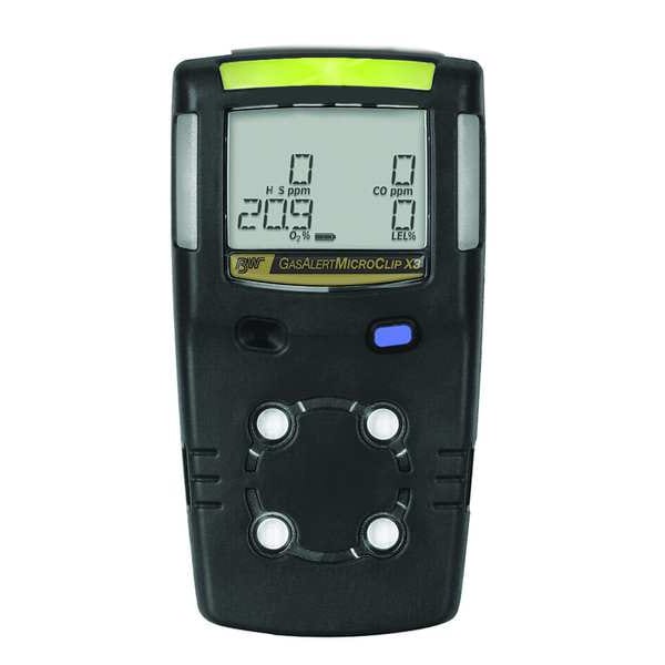 Honeywell BW MicroClip Multi-Gas Detector, Audible, Vibrating, Visual, LCD, 18 hr Battery Life - MCX3-XW0M-B-NA