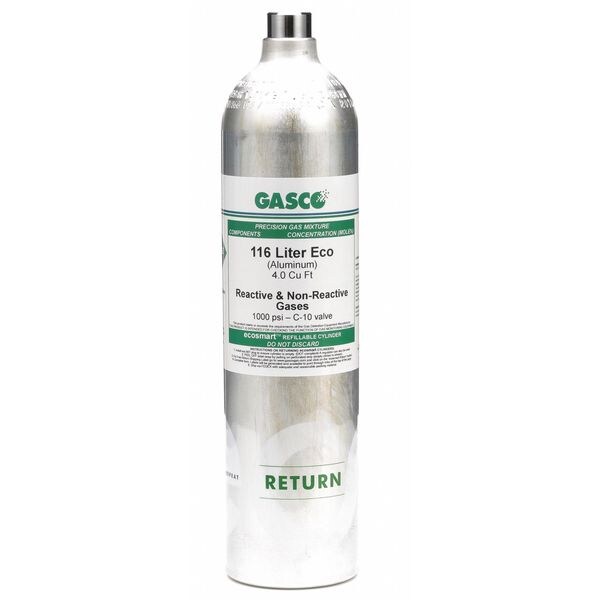 Gasco Calibration Gas, Carbon Monoxide, Hydrogen Sulfide, Methane, Nitrogen, Oxygen, 116 L - 116ES-401