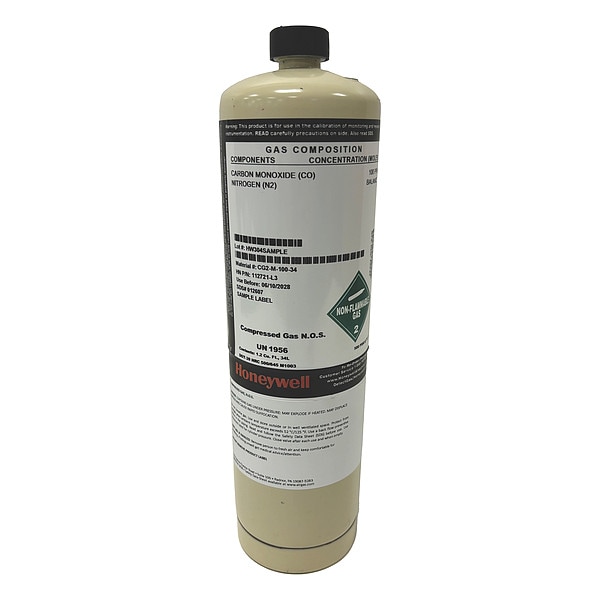 Honeywell Calibration Gas, Carbon Monoxide CO, 34L - CG2-M-100-34
