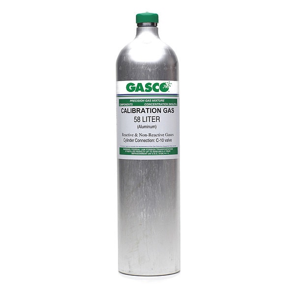 Honeywell Calibration Gas, Hydrogen Cyanide, Nitrogen, 58 L, C-10 Connection, +/-10% Accuracy - 600-0057-000