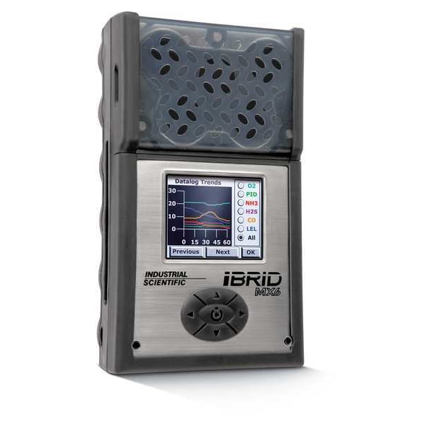 Industrial Scientific MX6 iBrid Multi-Gas Detector, IP64, Audible, Vibrating, Visual, LCD, 36 hr Battery Life - MX6-K103Q211W/ IR