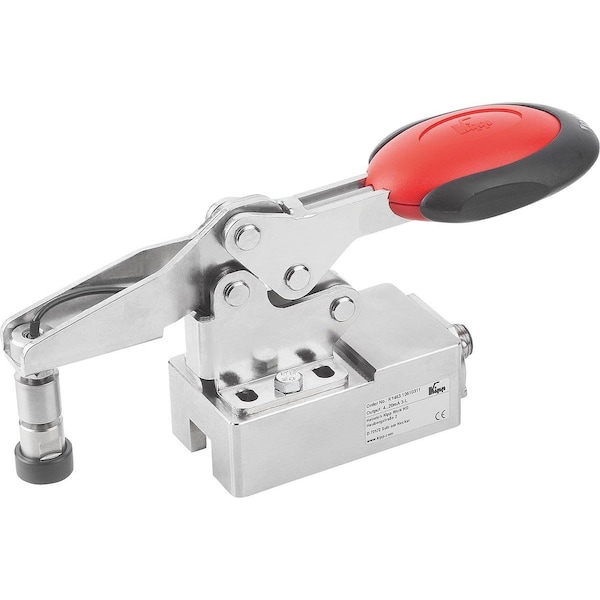 Kipp Toggle Clamp Horizontal W.Safety Interl.A.Force Se D=M06, F4=1200, C1=Max.16, 4, Stainless Steel,  - K1463.10610311
