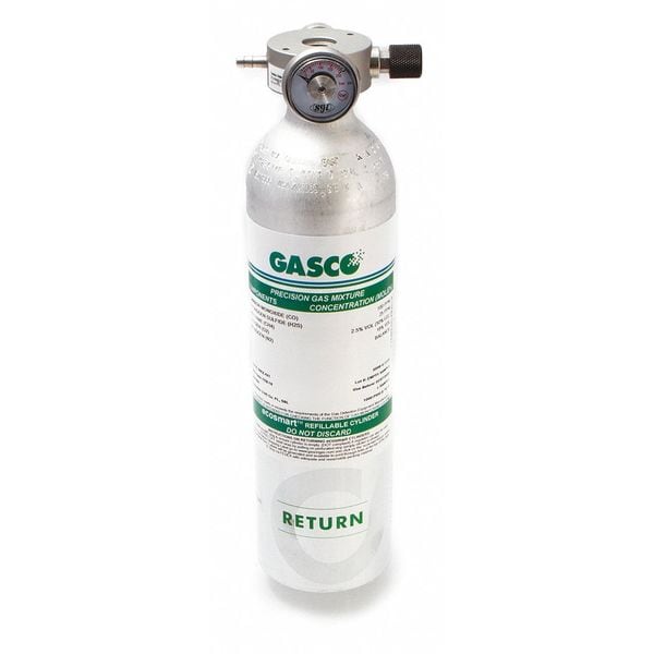 Gasco Calibration Gas, Hydrogen, Nitrogen, 105 L, C-10 Connection, +/-2% Accuracy, 1,200 psi Max. Pressure - 105EZ-176-1.05
