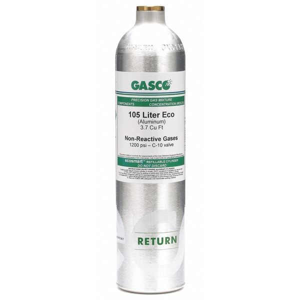 Gasco Calibration Gas, Oxygen/Nitrogen, 105 L, C-10 Connection, +/-5% Accuracy, 1,200 psi Max. Pressure - AI UZR15