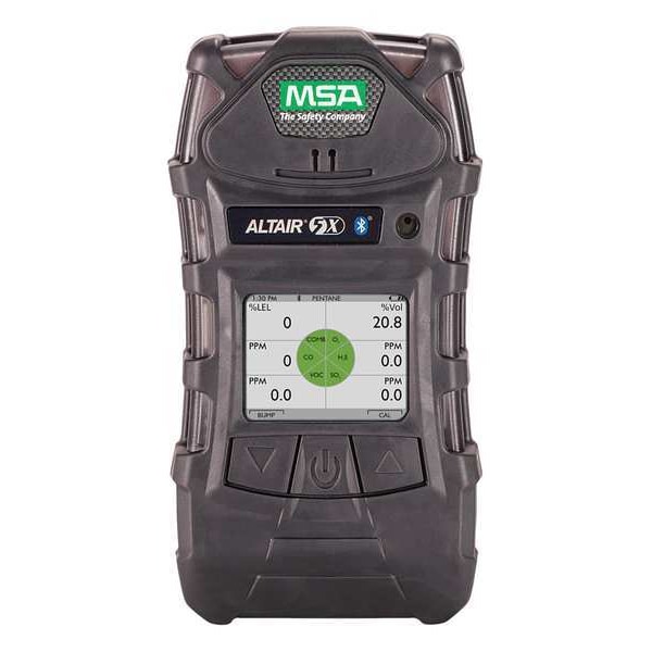 Msa Safety ALTAIR 5X Multi-Gas Detector, IP65, Audible, Vibrating, Visual, Monochrome, 20 hr Battery Life - 10165446