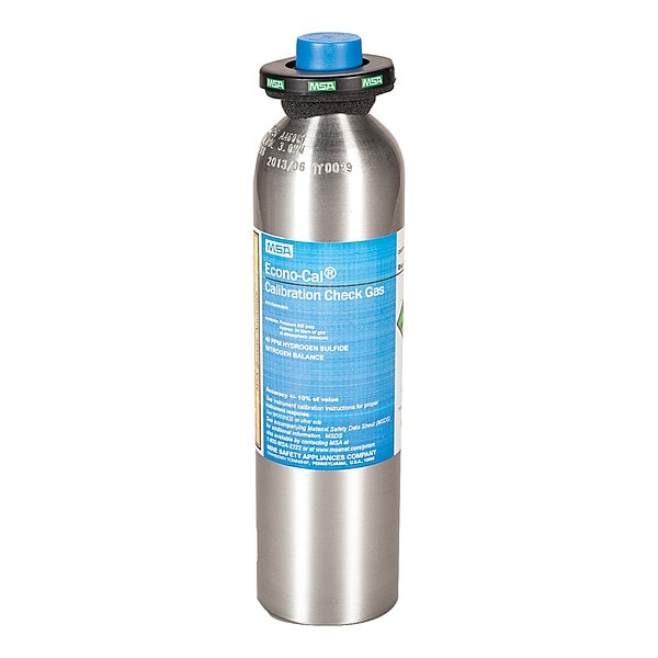Msa Safety Calibration Gas, Hydrogen Sulfide, 34 L, RP Connection, +/-10% Accuracy, 500 psi Max. Pressure - 711062