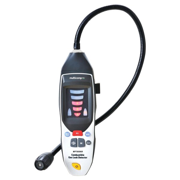 Multicomp Pro Gas Leak Detector, 0-10000ppm Methane, Flexible Probe 16/400mm Length, 5 Red LEDs - MP780969
