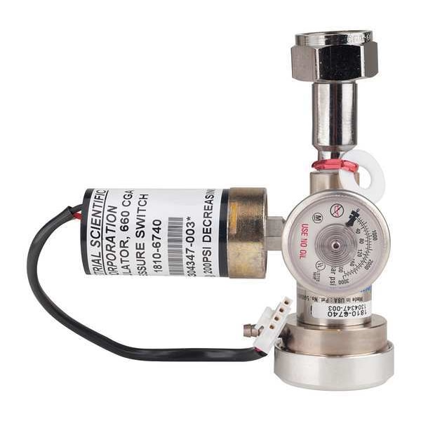 Industrial Scientific Gas Regltr w/Pressure Switch, 650L, CGA660 - 18106740