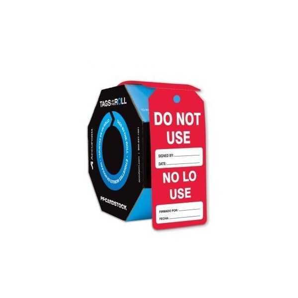 Accuform Bilingual Spanish Tags By-The-Roll, Do Not Use, PF-Cardstock, 250/Rl - SBTAR737