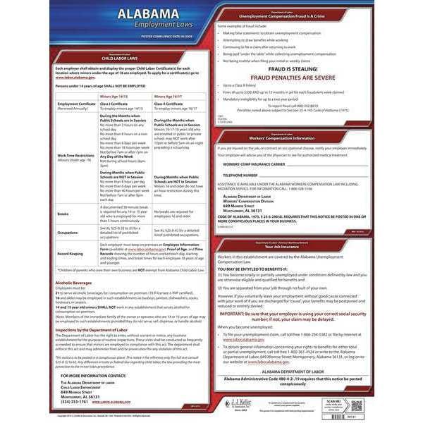 Jj Keller Labor Law Poster, State Labor Law, AL - 100-AL