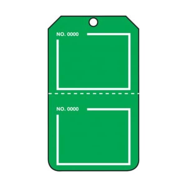 Accuform Safety Tags, Blank, Numbered, Perforated, Green, 5.75in x 3.25in, PF-Cardstock, 25PK - TPP227CTP