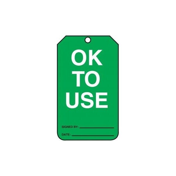 Accuform French Safety Tags, OK TO USE, 5.75in x 3.25in, HS-Laminate, 25PK - FRMGT217LTP