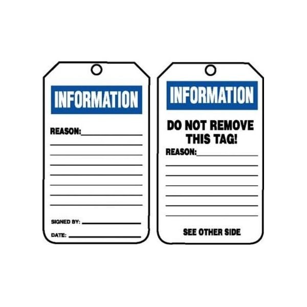 Accuform Safety Tags, INFORMATION, 5.75in x 3.25in, RP-Plastic, 5PK - TRS241PTM