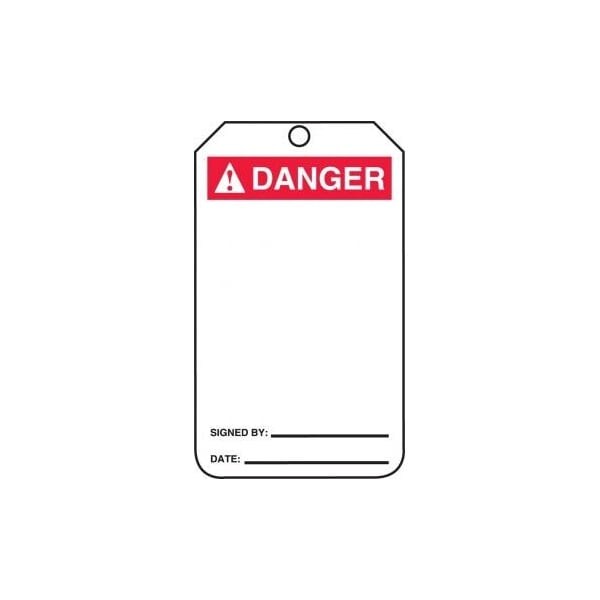 Accuform Safety Tags, ANSI DANGER BLANK, 5.75in x 3.25in, PF-Cardstock, 25PK - MDT205CTP