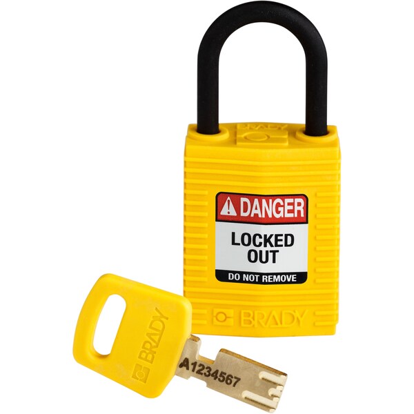 Brady Safekey Lockout Padlock Nylon Yellow 1.0" Plasti - CPT-YLW-25PL-KD