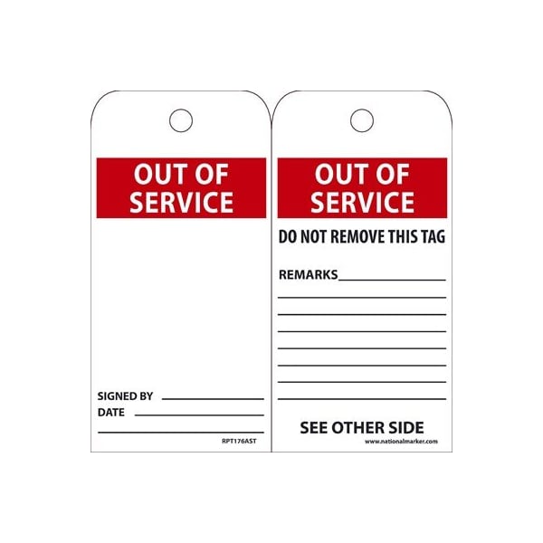 Nmc Out Of Service Tag, Pk25 - RPT176AST