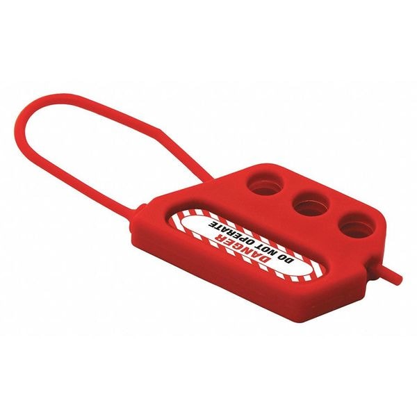 Zoro Select Lockout Hasp, Red, 4 in. L, Nylon - 45MZ82