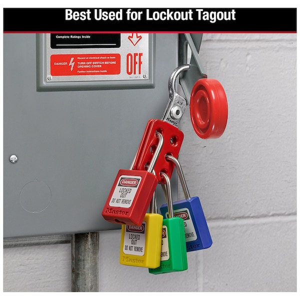 Master Lock Zenex Thermoplastic Padlock, 1-3/8 in Wide, 1-1/2 in H, Stainless Steel Shackle, Key Retaining, Red - S31RED