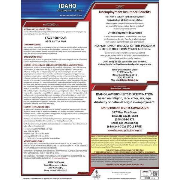 Jj Keller Labor Law Poster, State Labor Law, ID - 100-ID