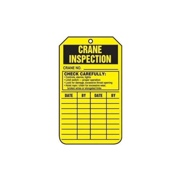 Accuform Safety Tags, CRANE INSPECTION, 8.5inx 3.875in, PF-Cardstock, 25PK - TRS308CTP