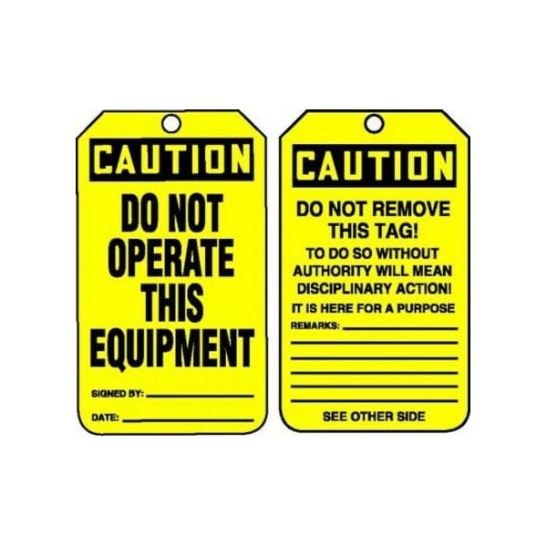 Accuform Danger, Self-Laminating PF-Cardstock, 3-1/4 in Width, 0.3 in Height, , 25 PK - MDT673PTP