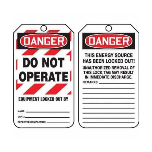 Accuform Safety Tags, DANGER DO NOT OPERATE EQUIPMENT LOCKED OUT, 5.75in x 3.25in, HS-Laminate, 25PK - MLT409LTP