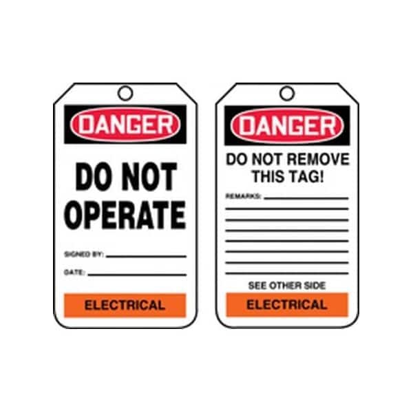 Accuform Safety Tags, DANGER DO NOT OPERATE ELECTRICAL, 5.75in x 3.25in, PF-Cardstock, 25PK - TPM224CTP