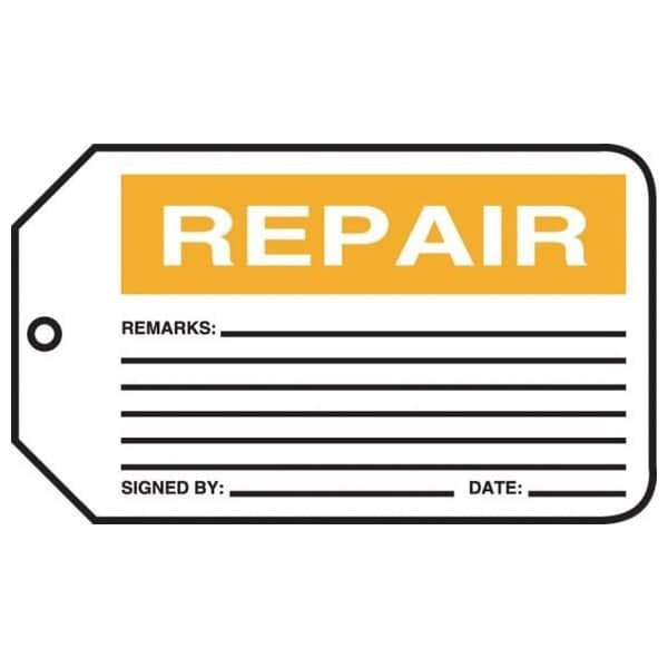 Accuform Safety Tags, REPAIR, 5.75in x 3.25in, RP-Plastic, 5PK - MMT315PTM