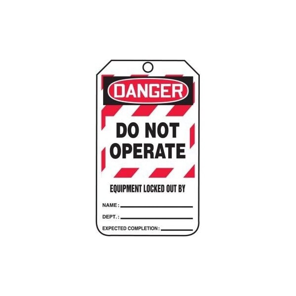 Accuform Safety Tags, DANGER DO NOT OPERATE EQUIPMENT LOCKED OUT, 5.75in x 3.25in, HS-Laminate, 5PK - MLT409LTM