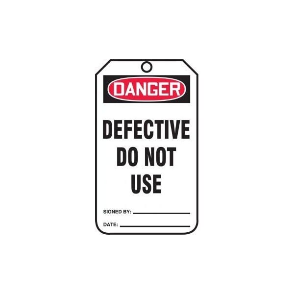 Accuform Safety Tags, DANGER DEFECTIVE DO NOT USE, 8.5in x 3.875in, RP-Plastic, 5PK - MDT258PTM