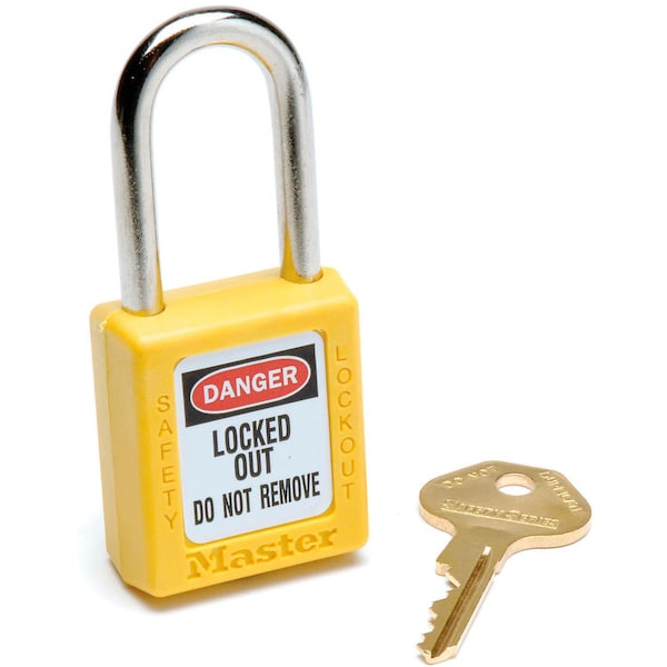 Master Lock Safety 410 Series Zenex Thermoplastic Padlock, Yellow - 410YLW-DG7179