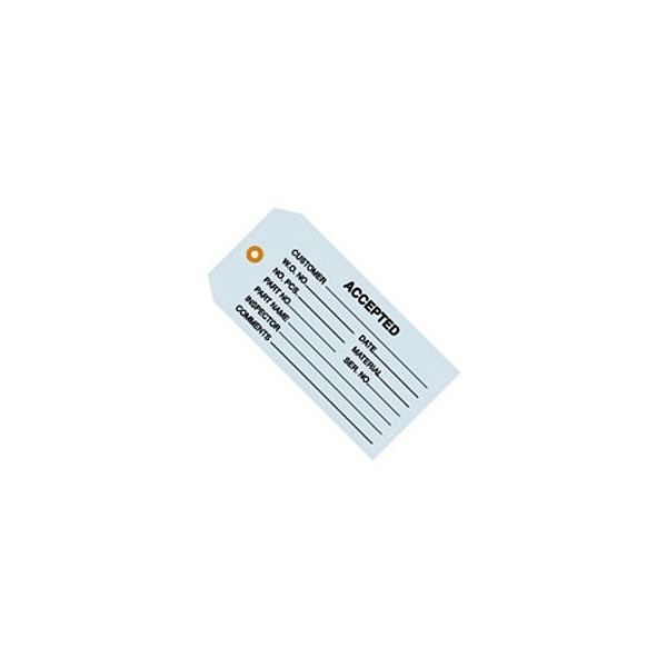 The Packaging Wholesalers Inspection Tags, "Accepted", #5, 4-3/4"L x 2-3/8"W, Blue, 1000/Pack - G20011