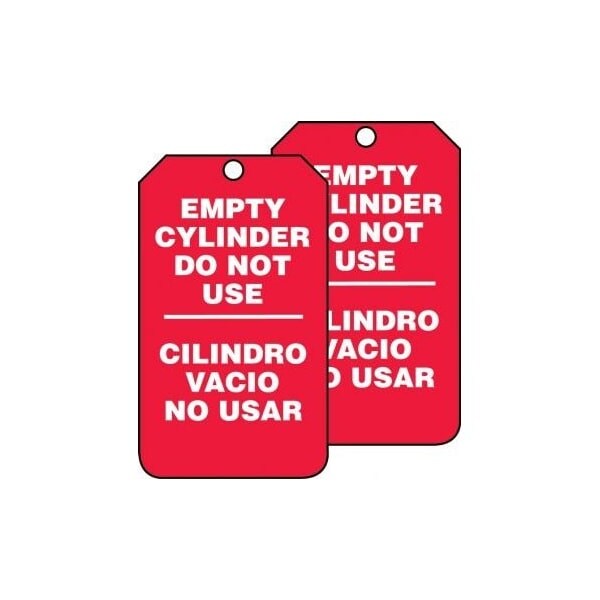 Accuform Bilingual Spanish Safety Tags, CYLINDER STATUS EMPTY CYLINDER DO NOT USE, 5.75in x 3.25in, 25PK - SBMGT202PTP