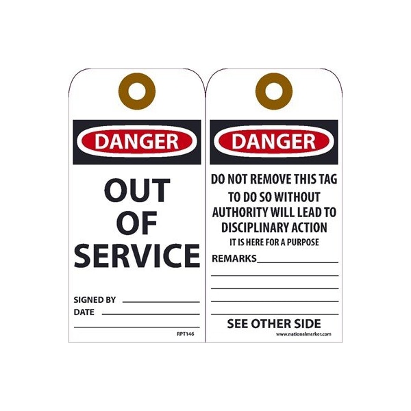 Nmc Danger Out Of Service Tag, Pk25 - RPT146G