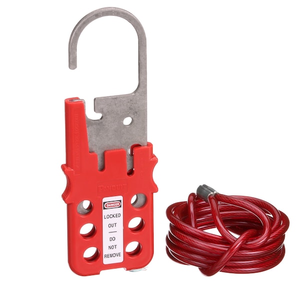 Panduit Multiple Lockout Hasp w/6' Vinyl Coated Galvanized Steel, PSL-MLD - PSL-MLD