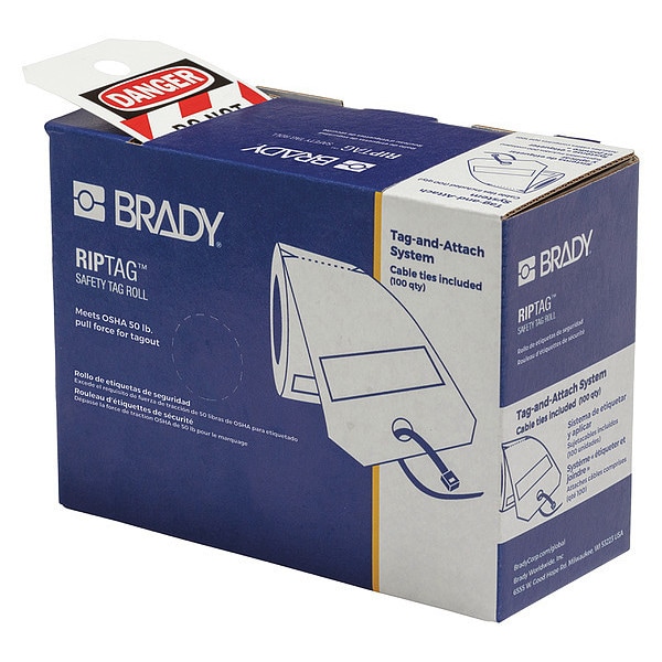 Brady Inspection Tag, Danger, Polyester, 3 in Width, 5 3/4 in Height, Write On Surface: Yes - 150502