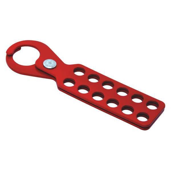Zoro Select Lockout Hasp, Red, 8-1/2 in. L, Steel - 45MZ52