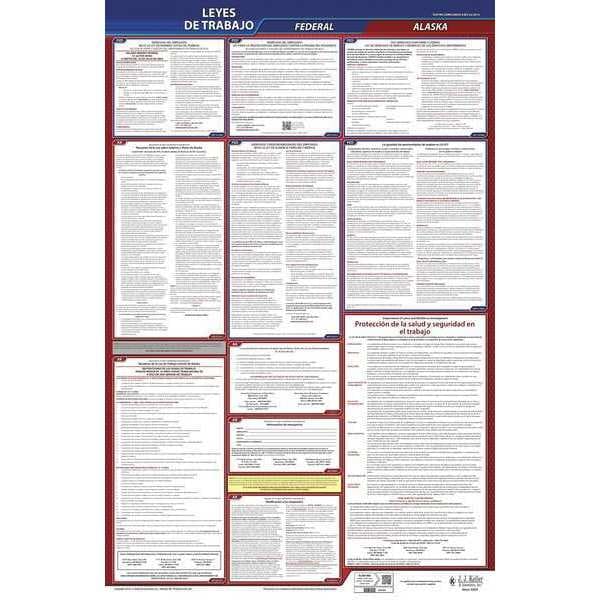 Jj Keller Labor Law Poster, Fed/STA, AK, SP, 26inH, 1yr - 400-AK-1