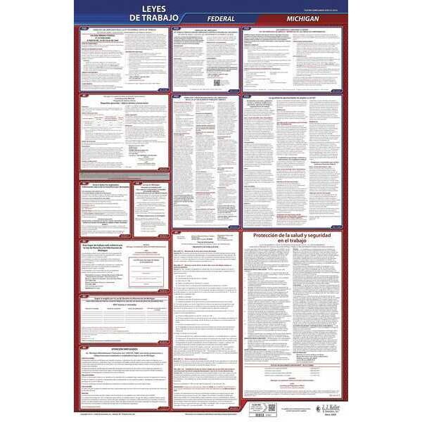 Jj Keller Labor Law Poster, Fed/STA, MI, SP, 26inH, 3yr - 400-MI-3