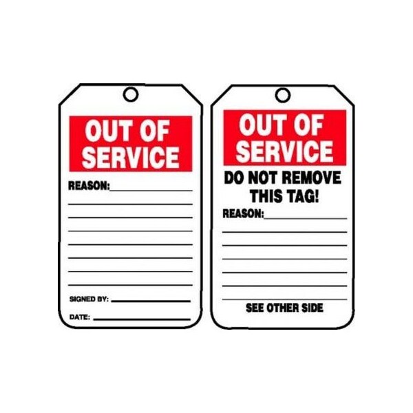 Accuform OUT OF SERVICE TAGS RPPLASTIC TRS243PTK - TRS243PTK