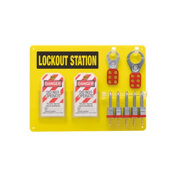 Brady Brady 51186 Lockout Station 5 Lock Board With Steel Padlocks, Acrylic, 15-1/2"W x 11-1/2"H - 51186