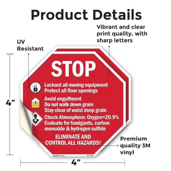 Signmission Vinyl Decal, 4 in Width, 4 in Height, , 2 PK - OC-D-2PACK-4-112