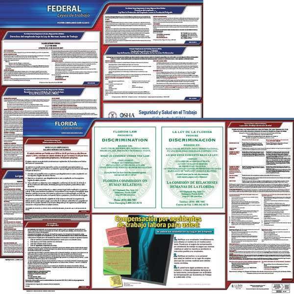 Jj Keller Labor Law Poster, Fed/STA, FL, SP, 20inH, 3yr - 200-FL-3