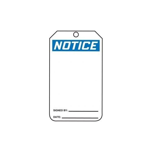 Accuform Safety Tags, NOTICE BLANK/DO NOT REMOVE, 8.5inx 3.875in, RP-Plastic, 25PK - MDT803PTP