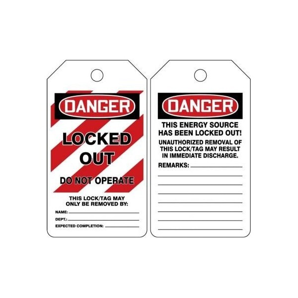 Accuform Danger, PF-Cardstock, 3-1/4 in Width, 1/4 in Height, , 25 PK - TAM103CTP