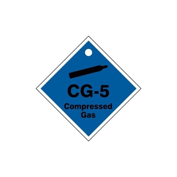Accuform Energy Source ID Tag, CG-5 COMPRESSED GAS, 2.5in x 2.5in, Adhesive Dura-Poly, 5PK - TDJ605XVM