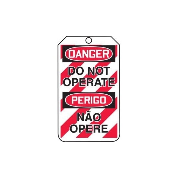 Accuform Safety Tags, DANGER DO NOT OPERATE BILINGUAL PORTUGUESE, 5.75in x 3.25in, PF-Cardstock, 25PK - TMP232CTP