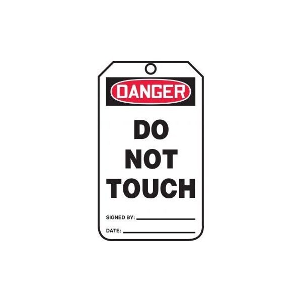 Accuform Safety Tags, DANGER DO NOT TOUCH, 5.75in x 3.25in, RP-Plastic, 25PK - MDT117PTP