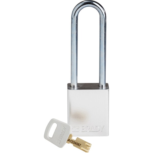 Brady Safekey Lockout Padlock Aluminum Silver 3.0" Ste - ALU-SLV-76ST-KD