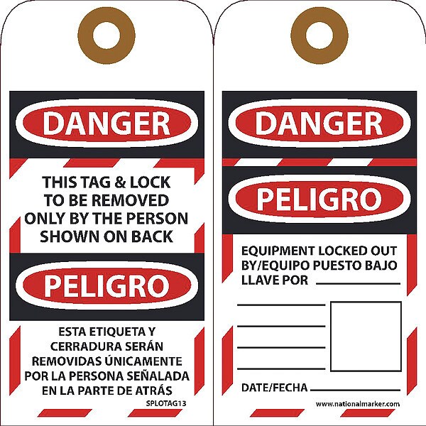 Nmc Danger This Tag & Lock To Be Removed Only By Bilingual Tag, Pk10 - SPLOTAG13